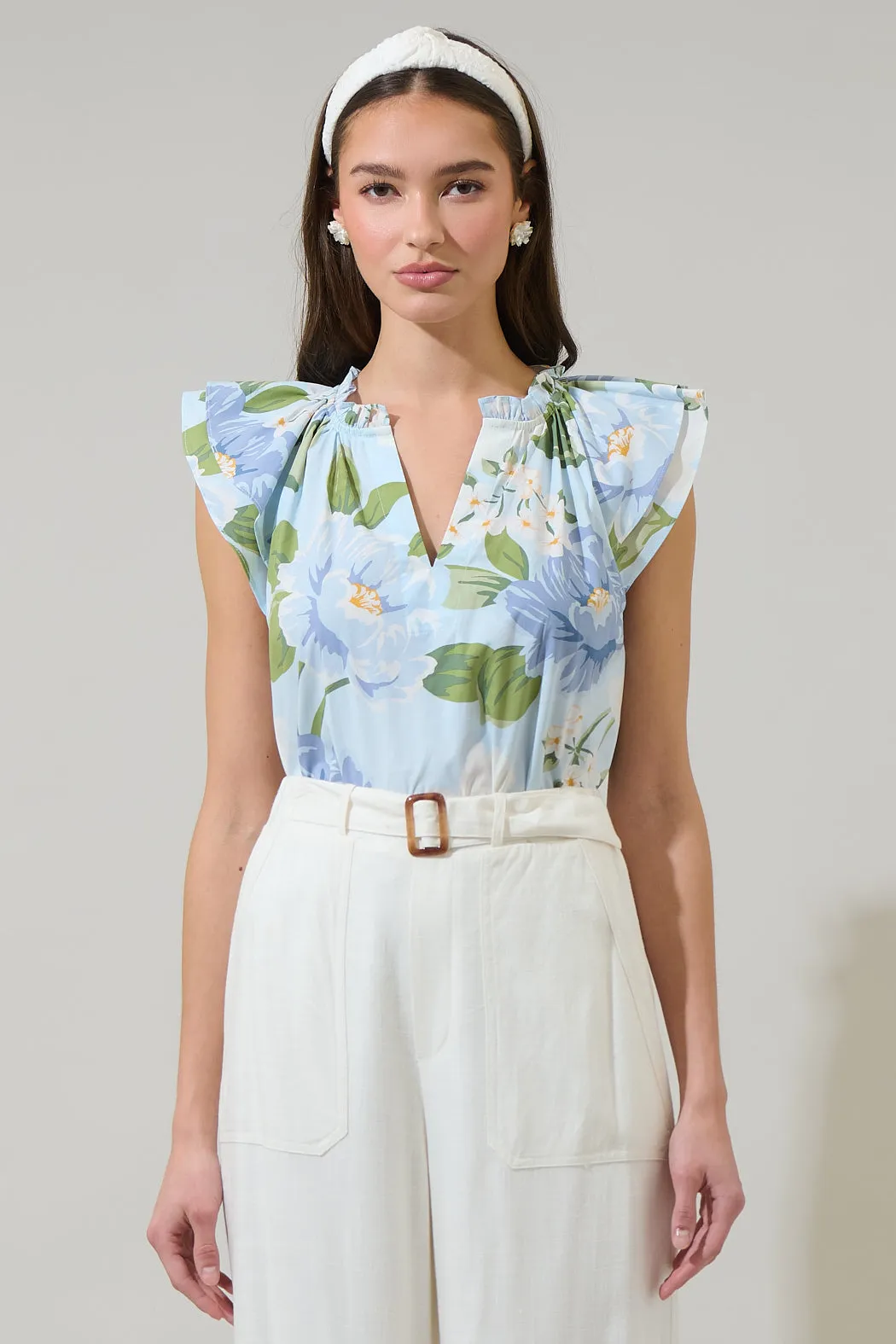 Sloane Floral Elsy Ruffle Top sold by Sugarlips