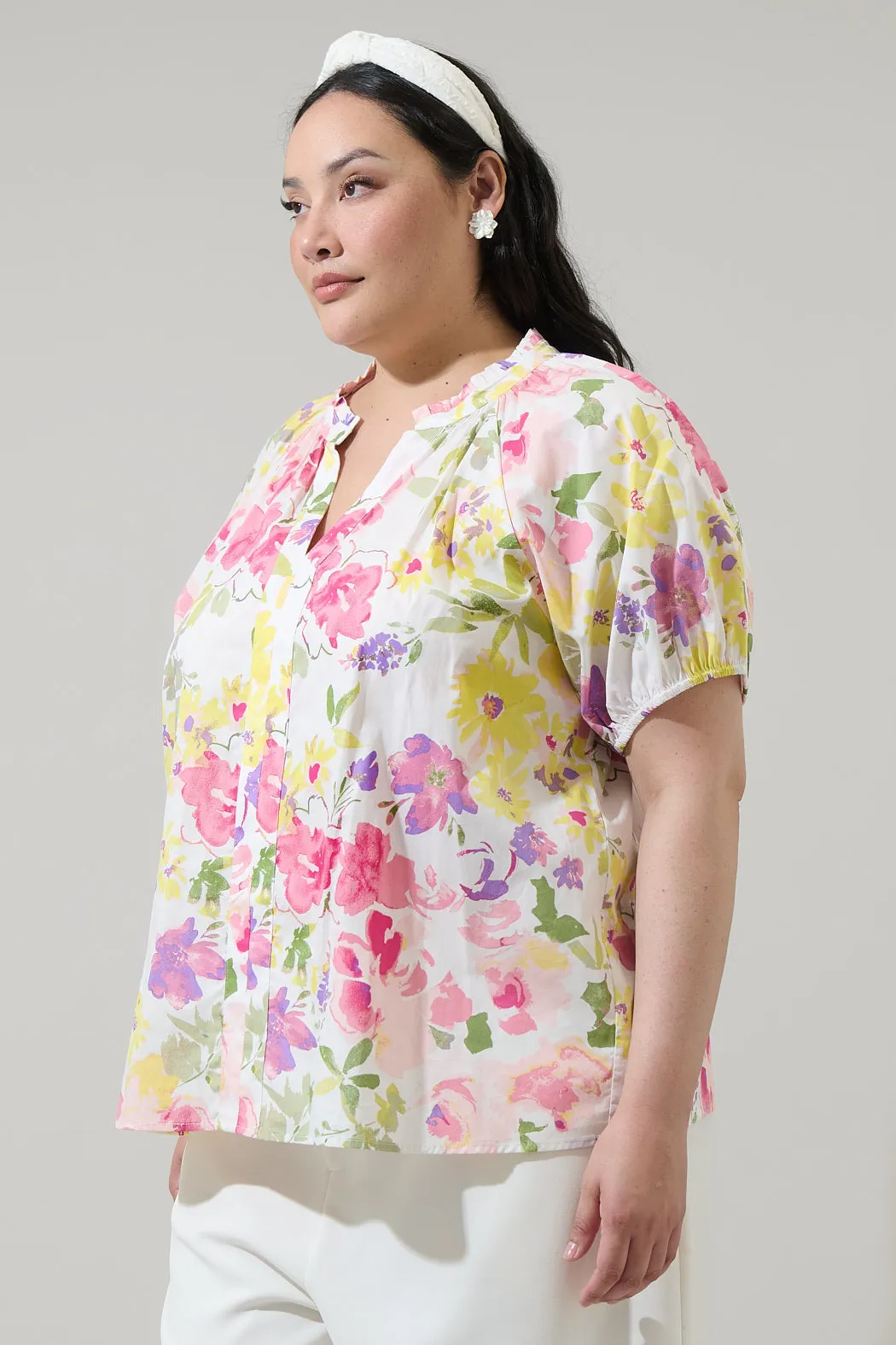 Leonie Floral Lena Split Neck Top Curve sold by Sugarlips product image thumbnail 3