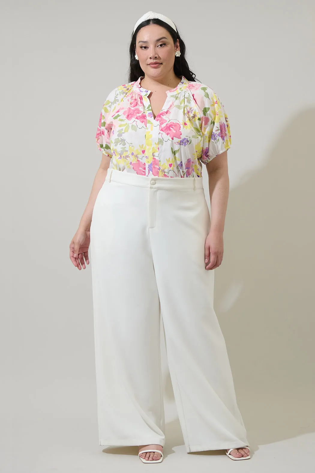 Leonie Floral Lena Split Neck Top Curve sold by Sugarlips product image thumbnail 4