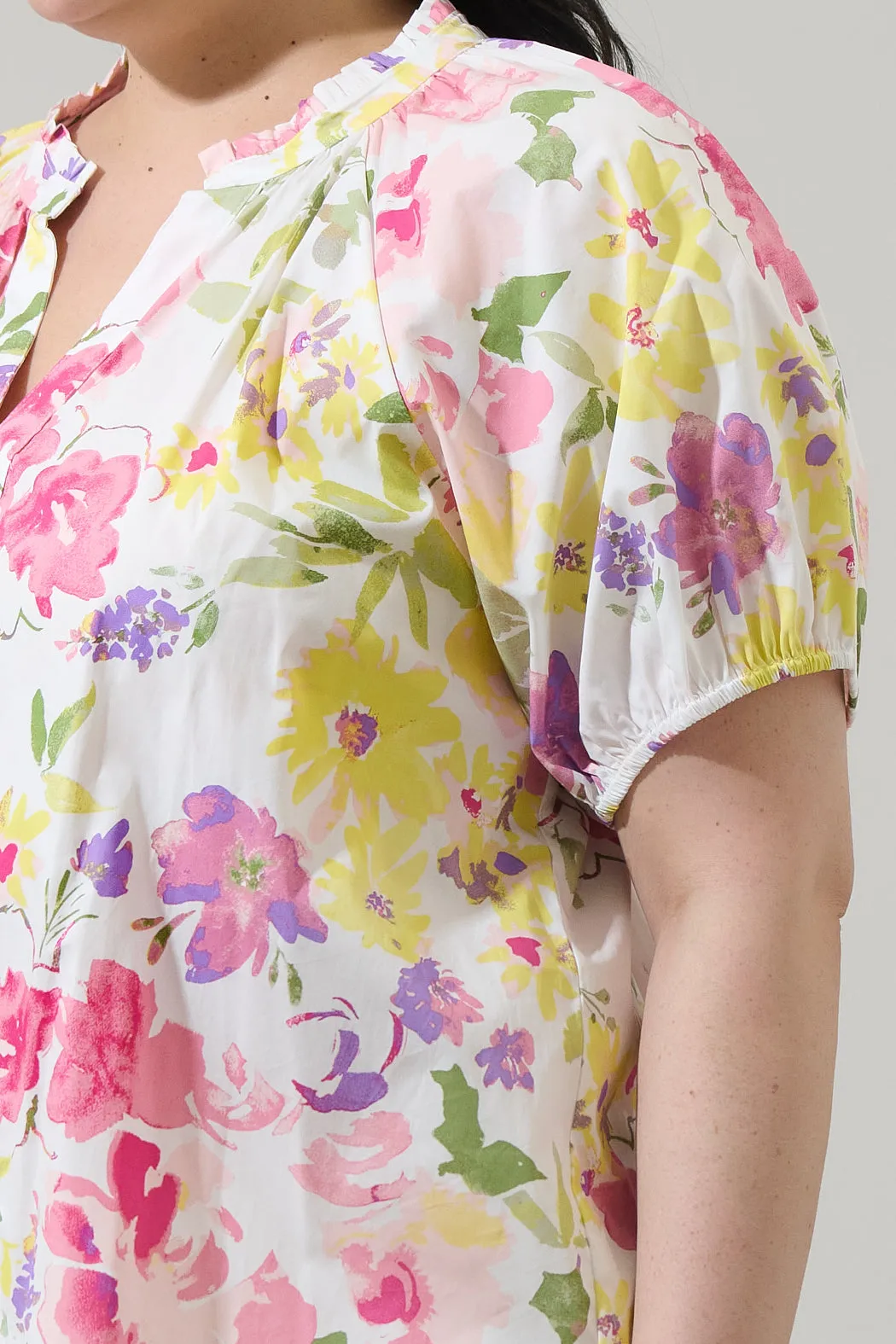 Leonie Floral Lena Split Neck Top Curve sold by Sugarlips product image thumbnail 5