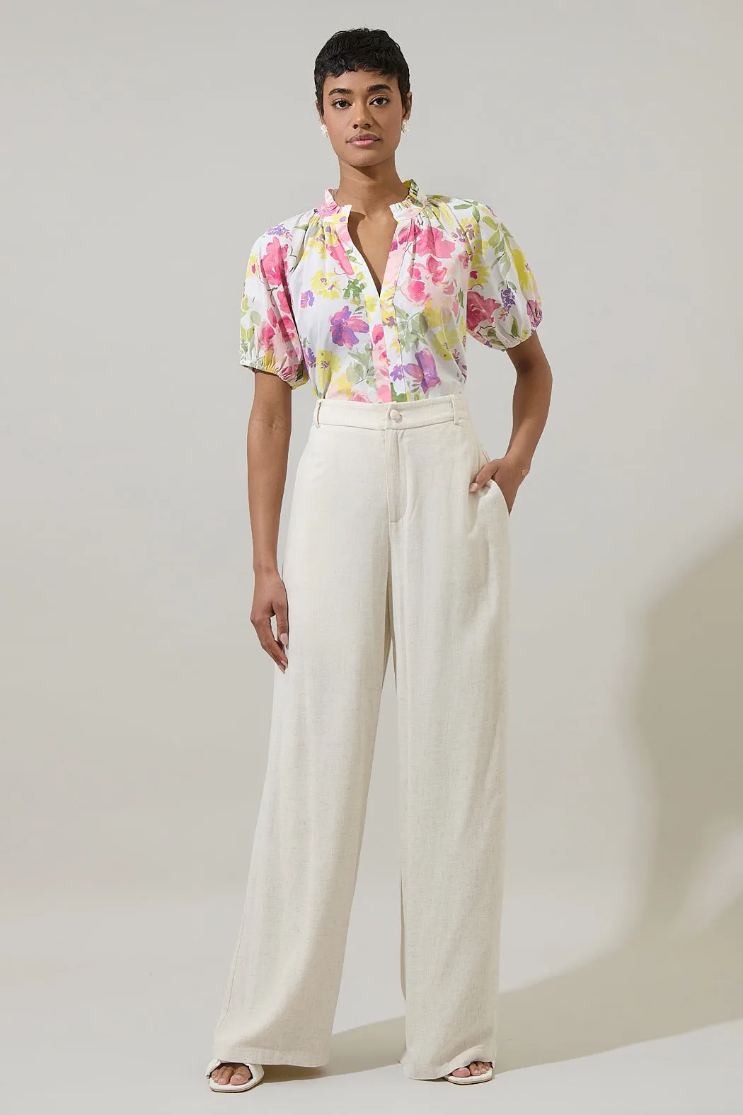Leonie Floral Lena Split Neck Top sold by Sugarlips product image thumbnail 4