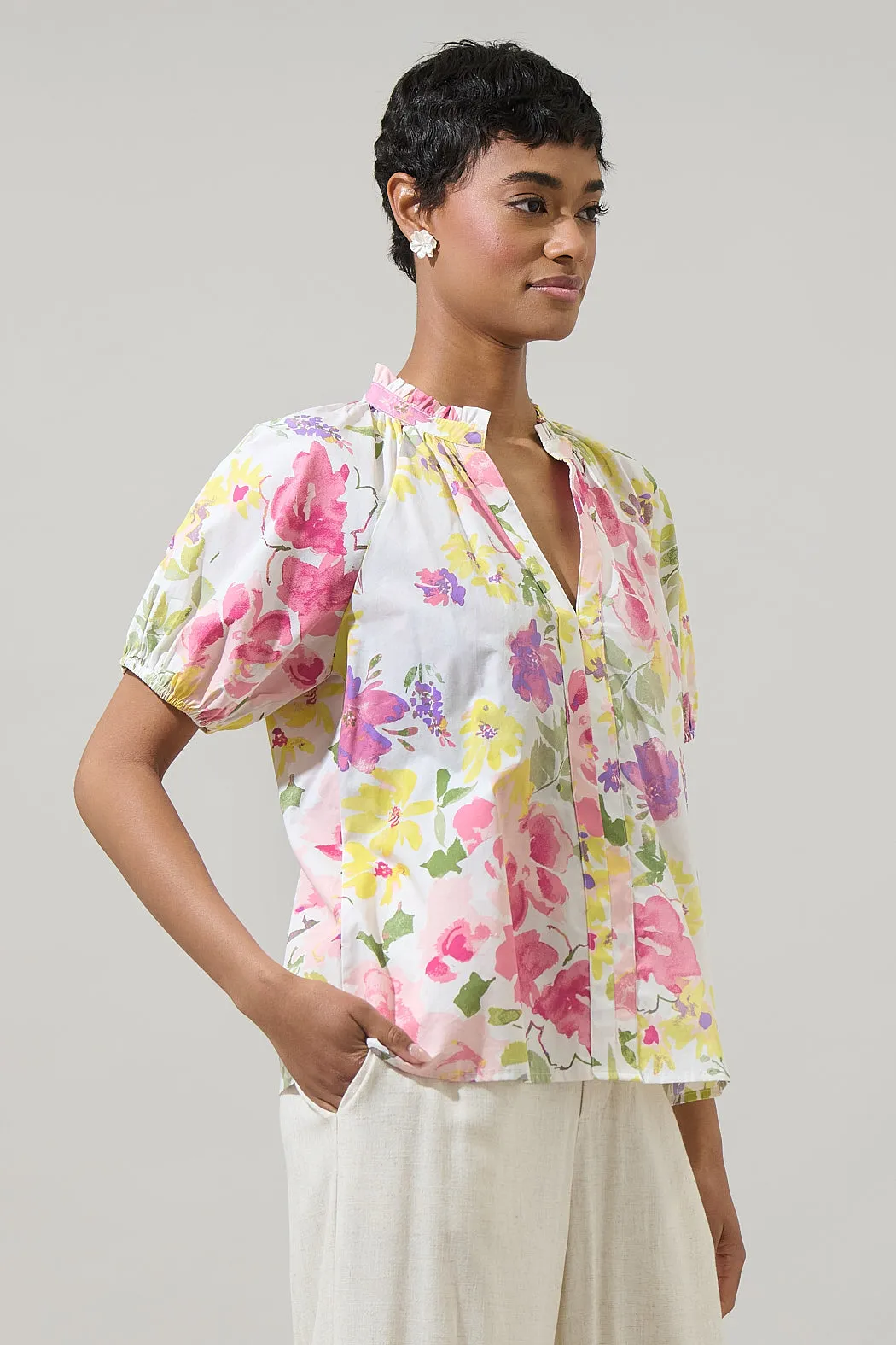 Leonie Floral Lena Split Neck Top sold by Sugarlips product image thumbnail 3