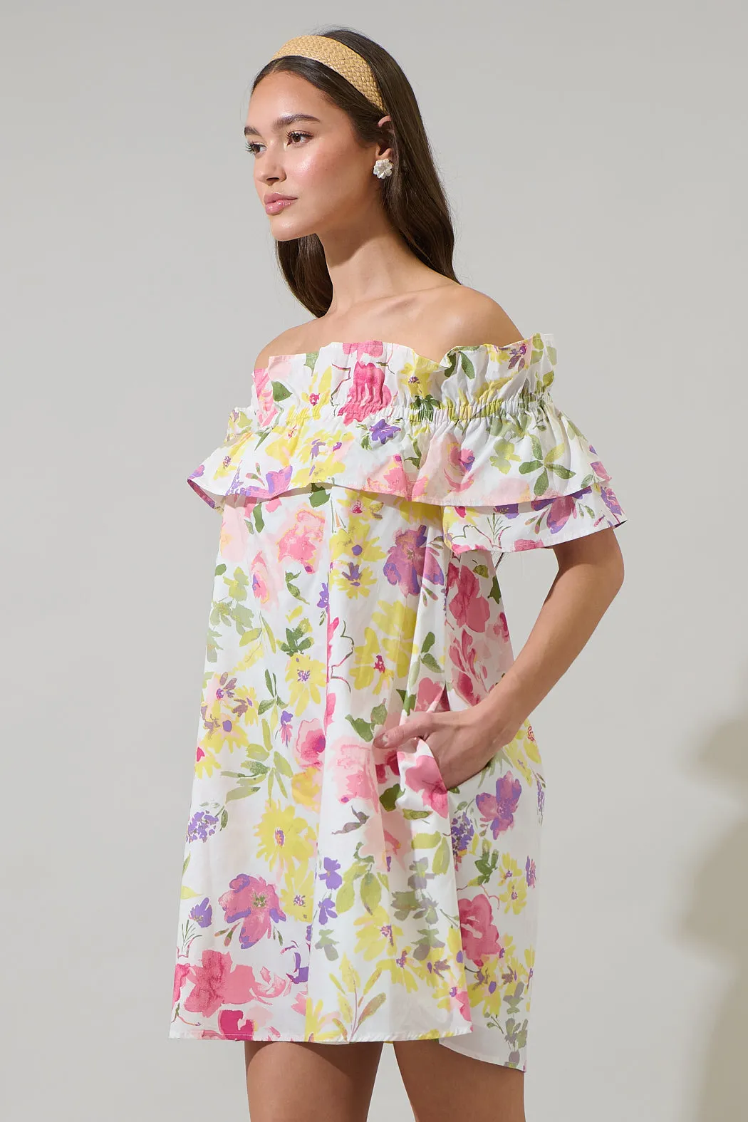 Leonie Floral Hattie Ruffle Mini Dress sold by Sugarlips product image thumbnail 3