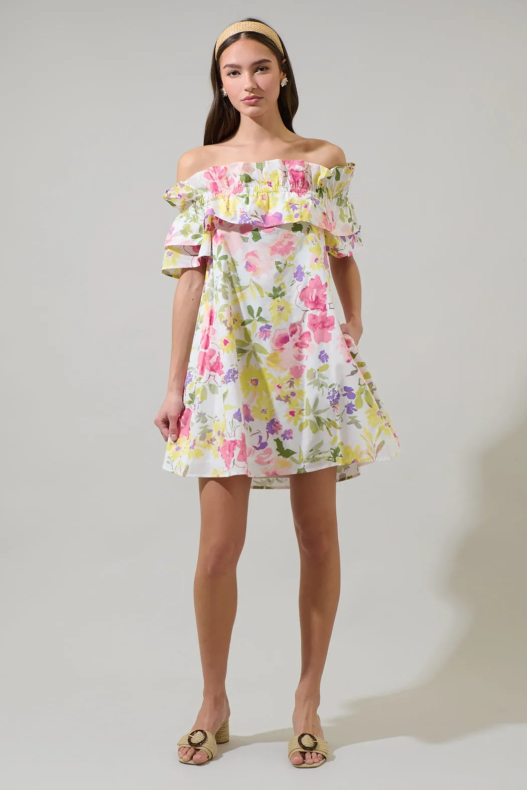 Leonie Floral Hattie Ruffle Mini Dress sold by Sugarlips product image thumbnail 4