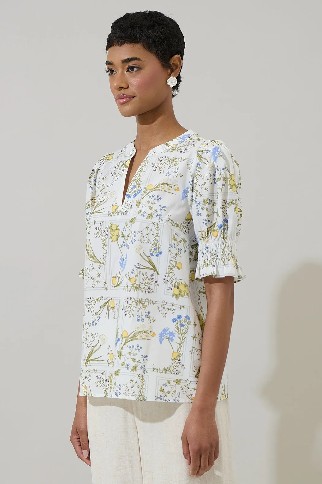 Cecily Floral Merryn Split Neck Top sold by Sugarlips product image thumbnail 3