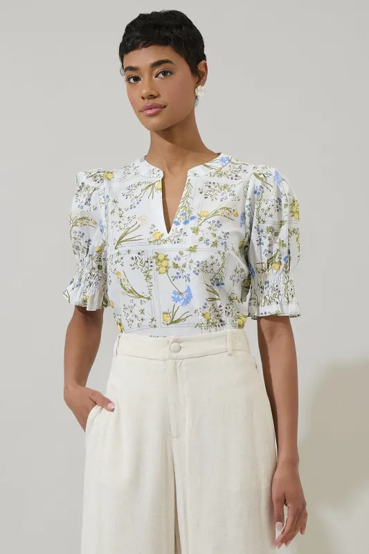Cecily Floral Merryn Split Neck Top sold by Sugarlips