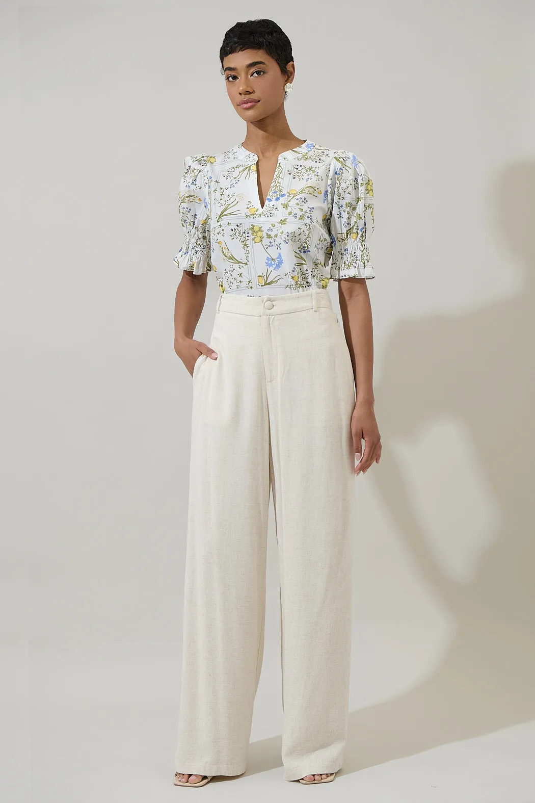 Cecily Floral Merryn Split Neck Top sold by Sugarlips product image thumbnail 4