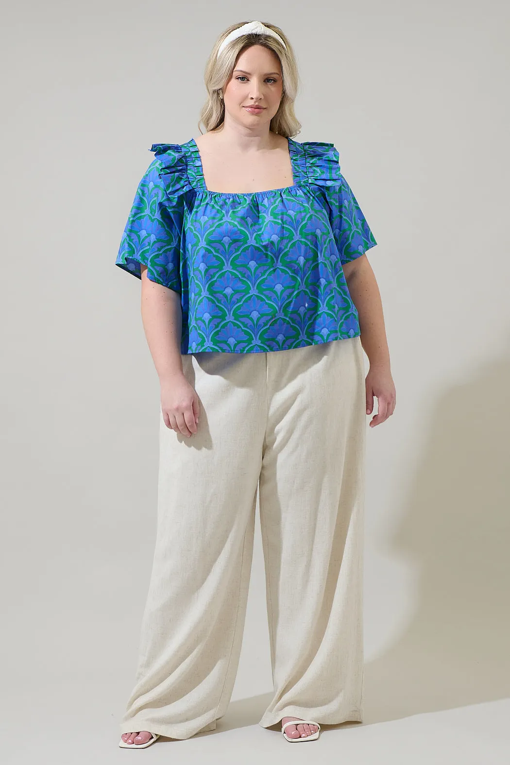 Sera Floral Careen Poplin Ruffle Top Curve sold by Sugarlips product image thumbnail 4