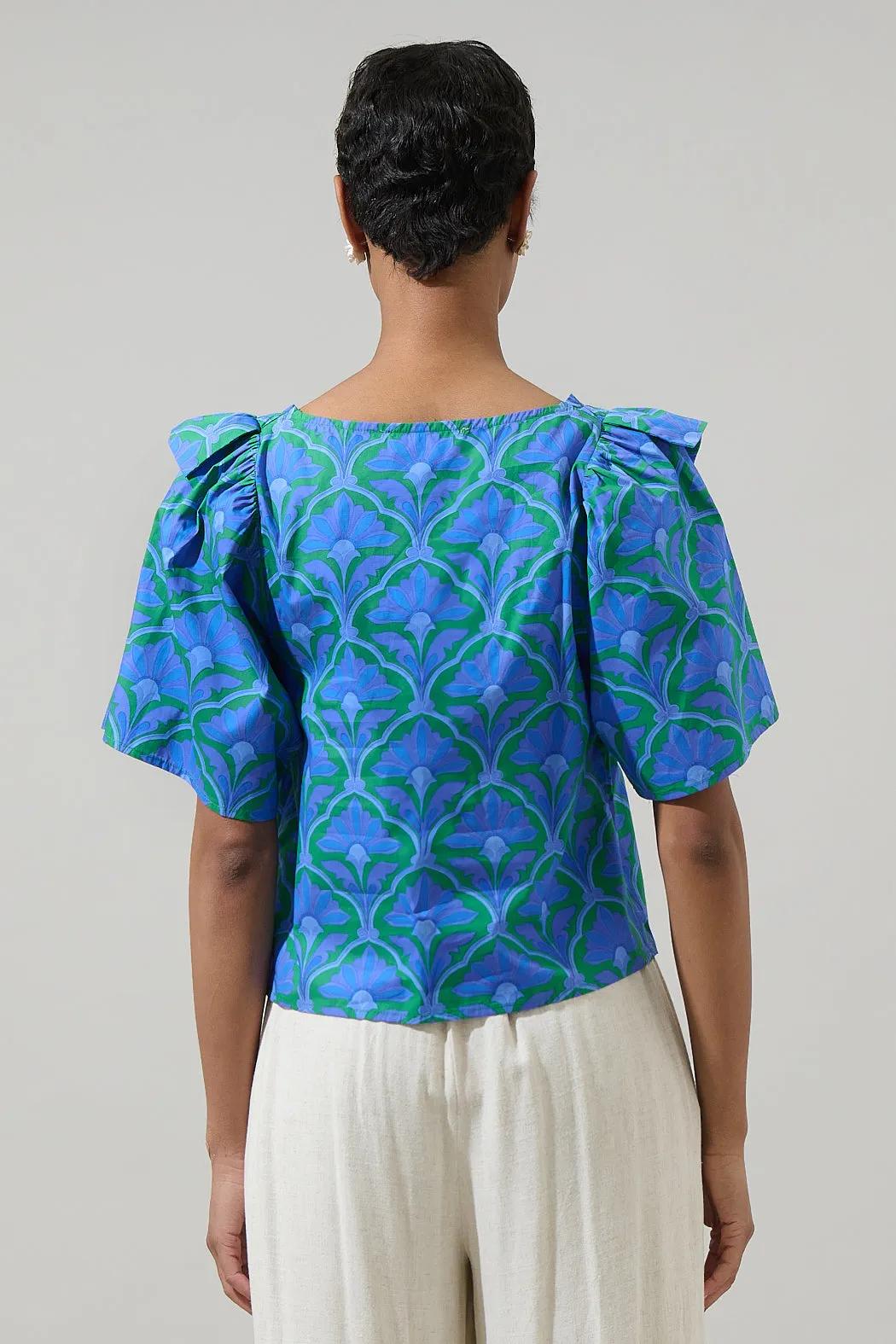 Sera Floral Careen Poplin Ruffle Top sold by Sugarlips product image thumbnail 2