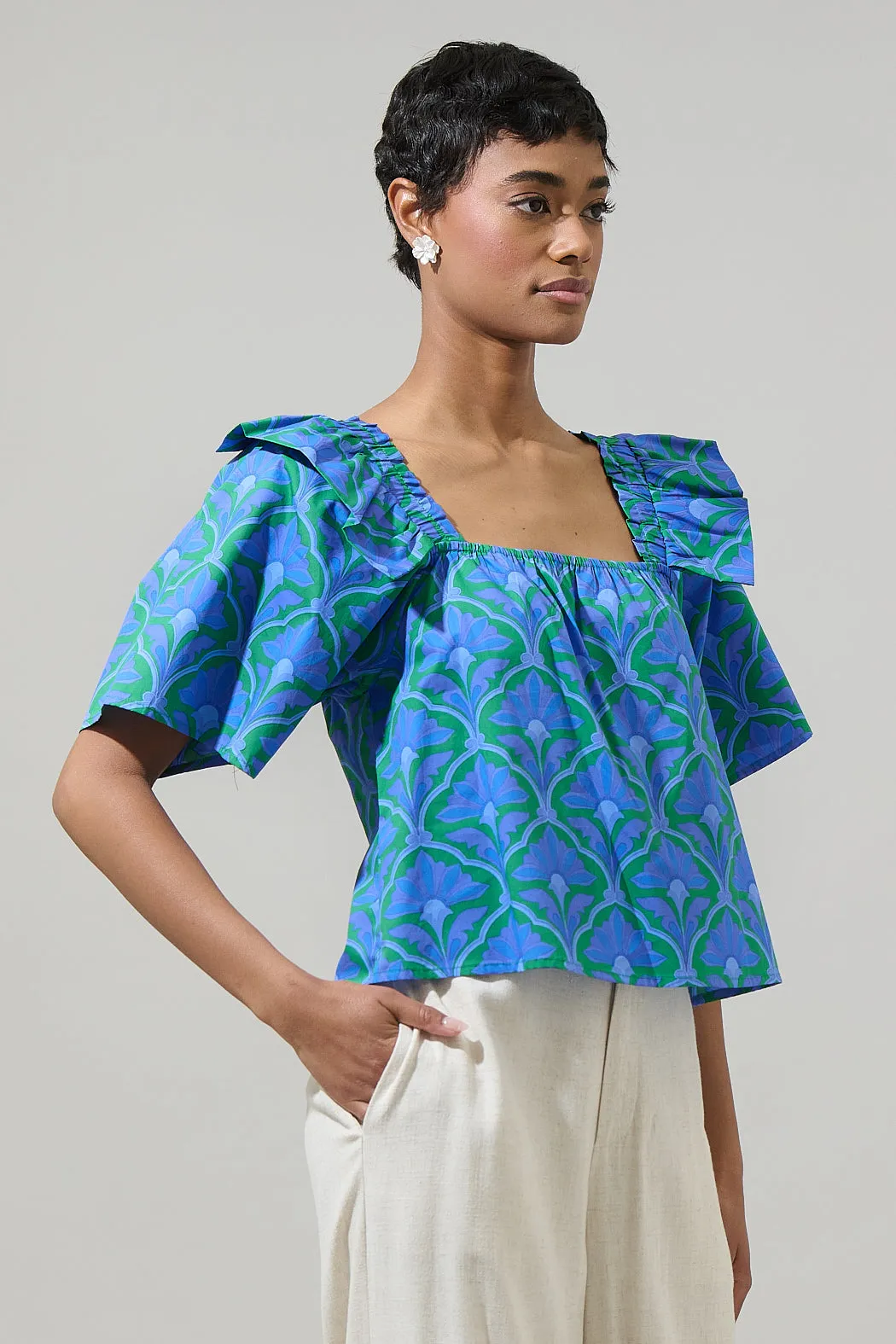 Sera Floral Careen Poplin Ruffle Top sold by Sugarlips product image thumbnail 3