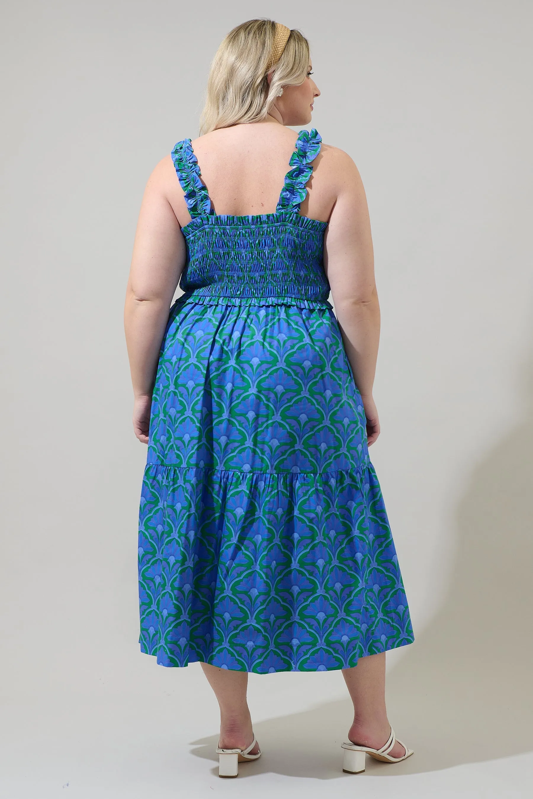 Sera Floral Ember Smocked Midi Dress Curve sold by Sugarlips product image thumbnail 2