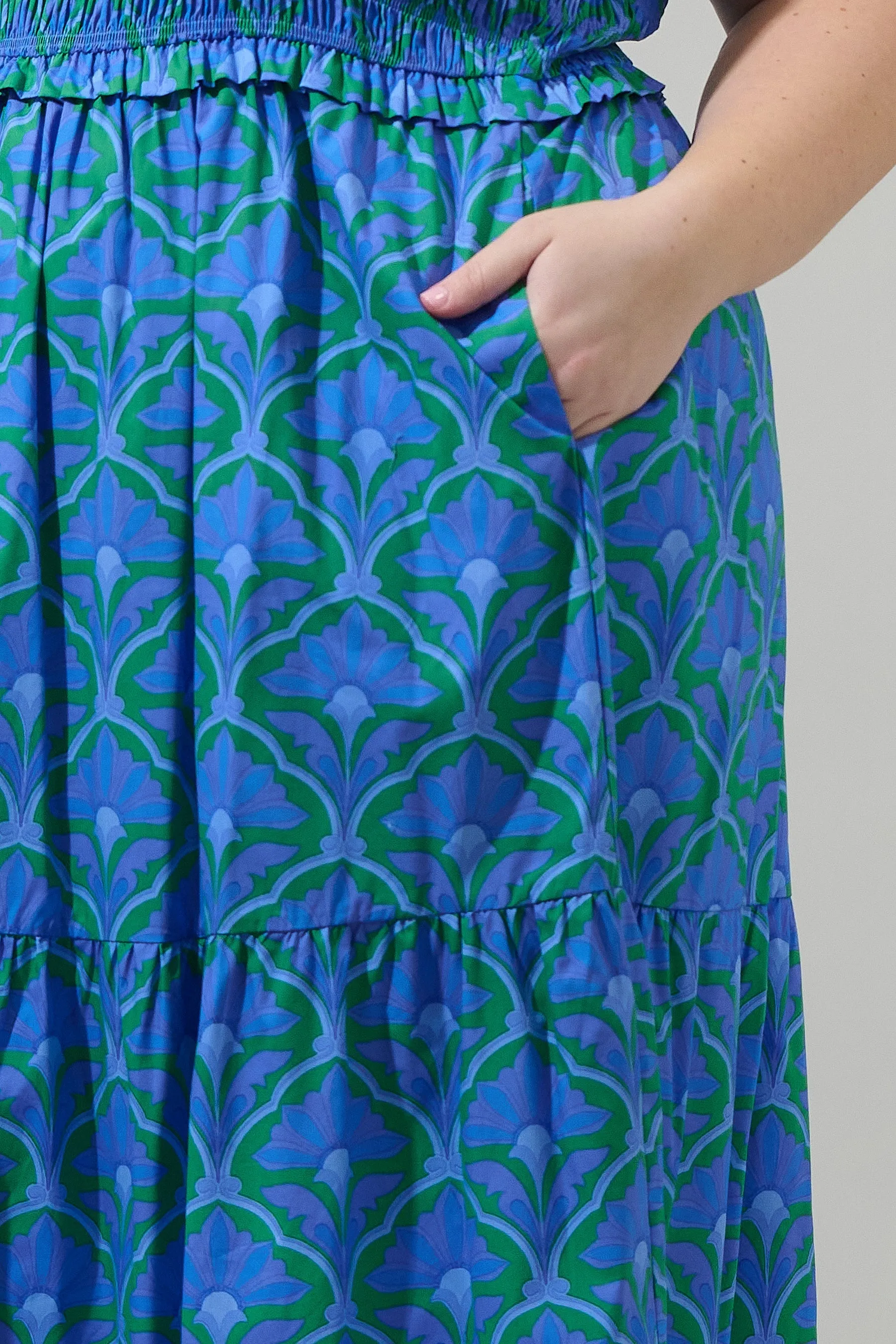 Sera Floral Ember Smocked Midi Dress Curve sold by Sugarlips product image thumbnail 4