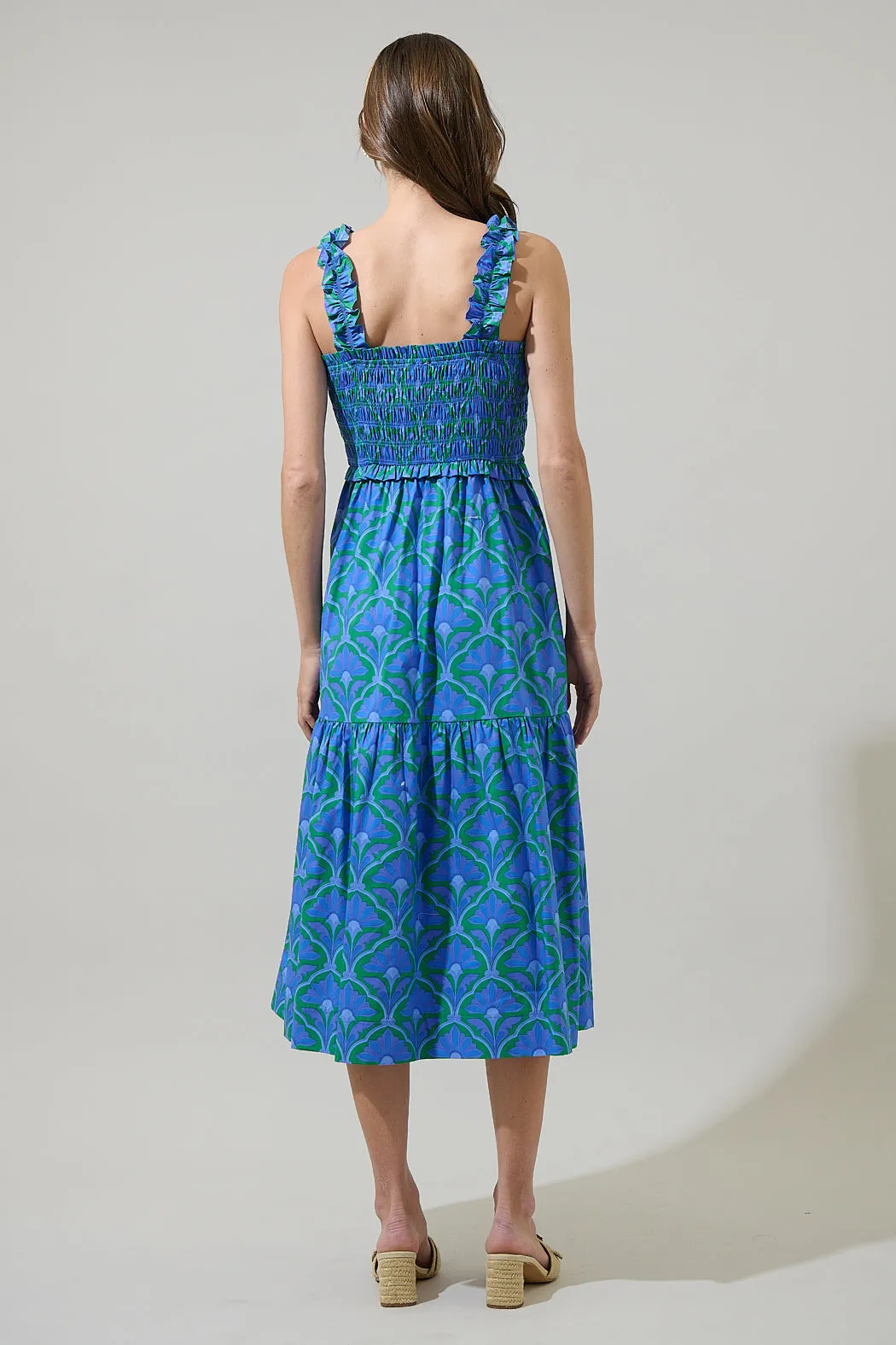 Sera Floral Ember Smocked Midi Dress sold by Sugarlips product image thumbnail 2