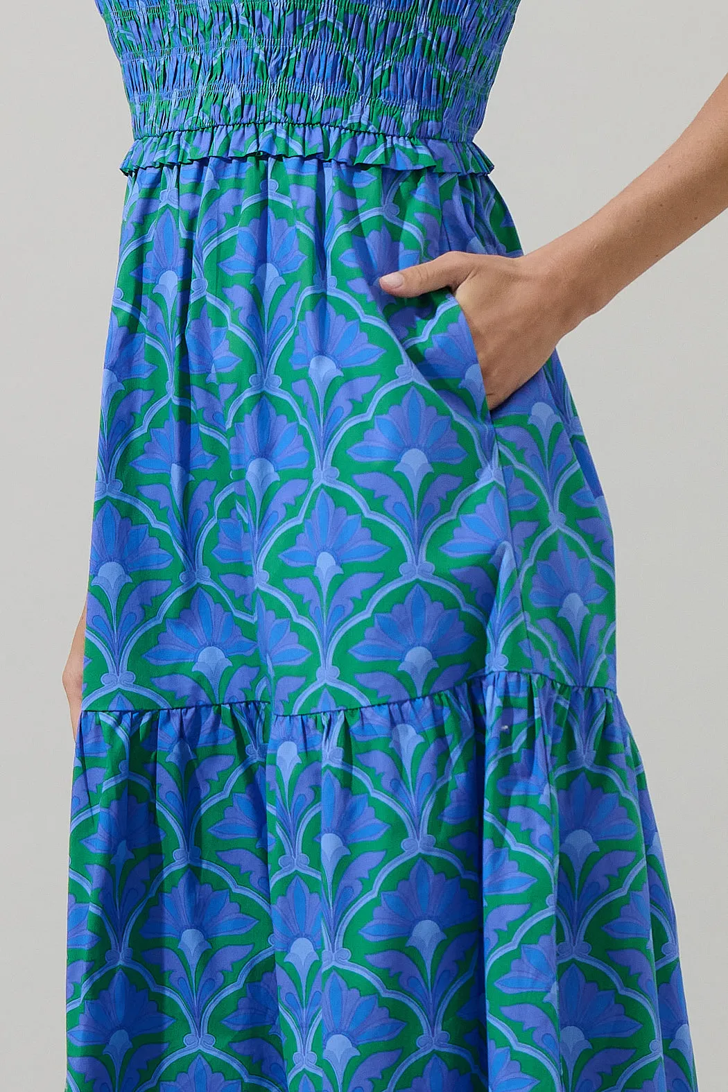 Sera Floral Ember Smocked Midi Dress sold by Sugarlips product image thumbnail 4