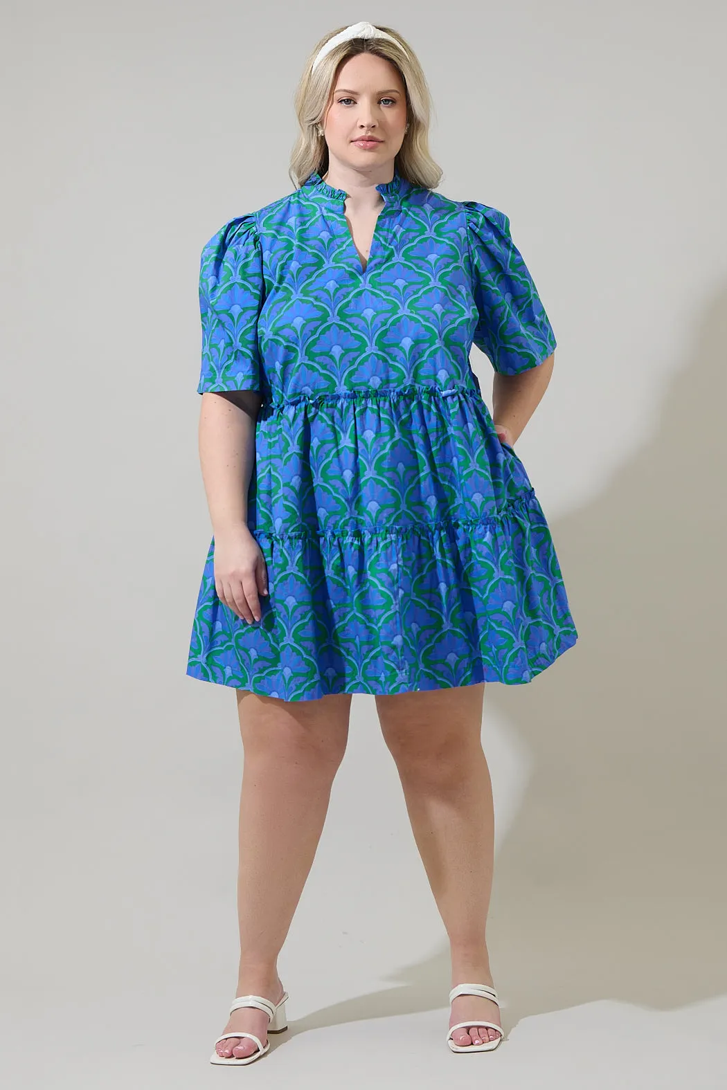 Sera Floral Dixie Split Neck Shift Dress Curve sold by Sugarlips product image thumbnail 4