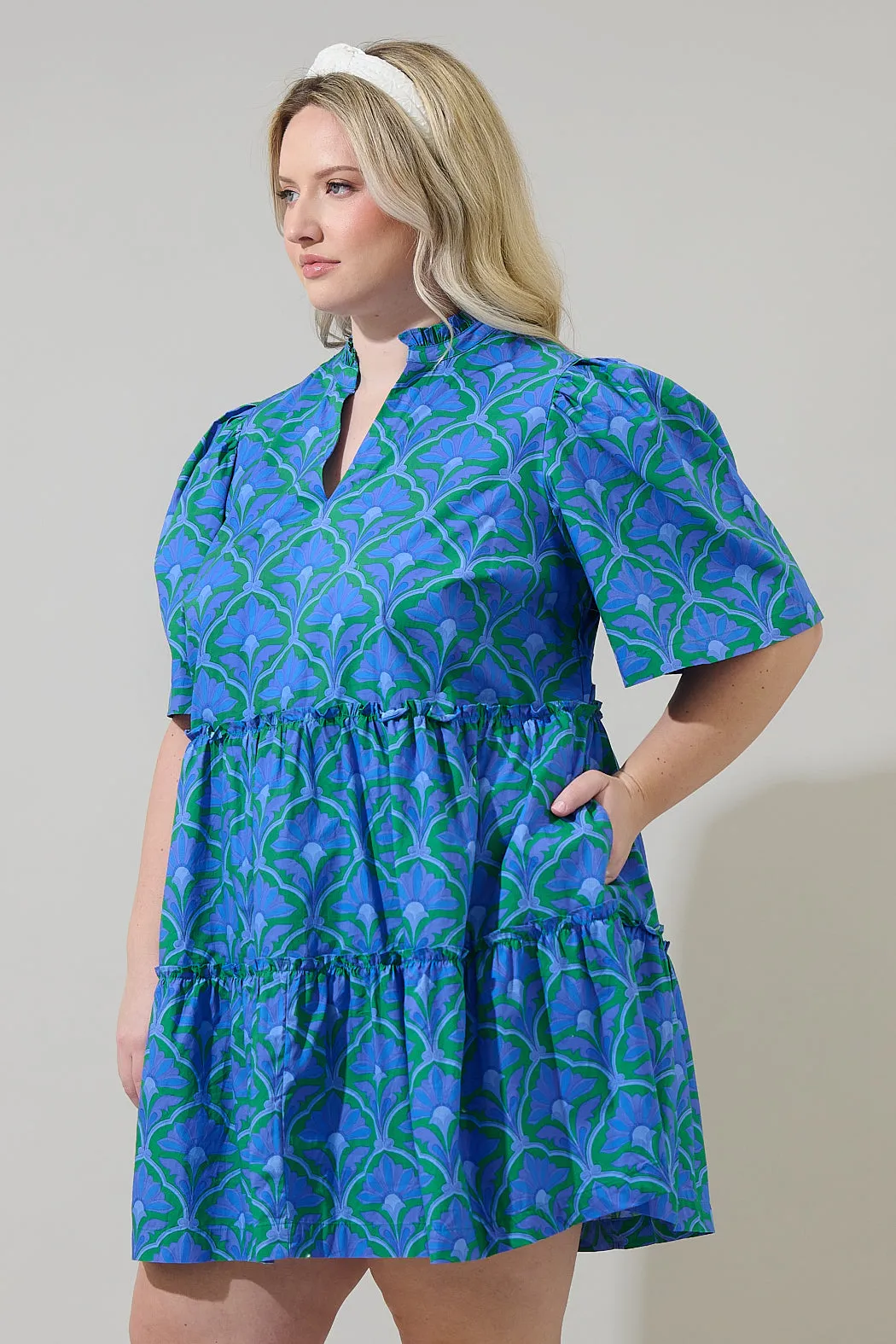 Sera Floral Dixie Split Neck Shift Dress Curve sold by Sugarlips product image thumbnail 3