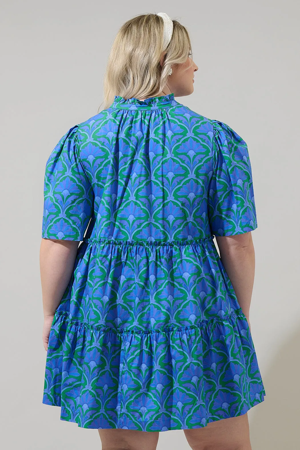 Sera Floral Dixie Split Neck Shift Dress Curve sold by Sugarlips product image thumbnail 2