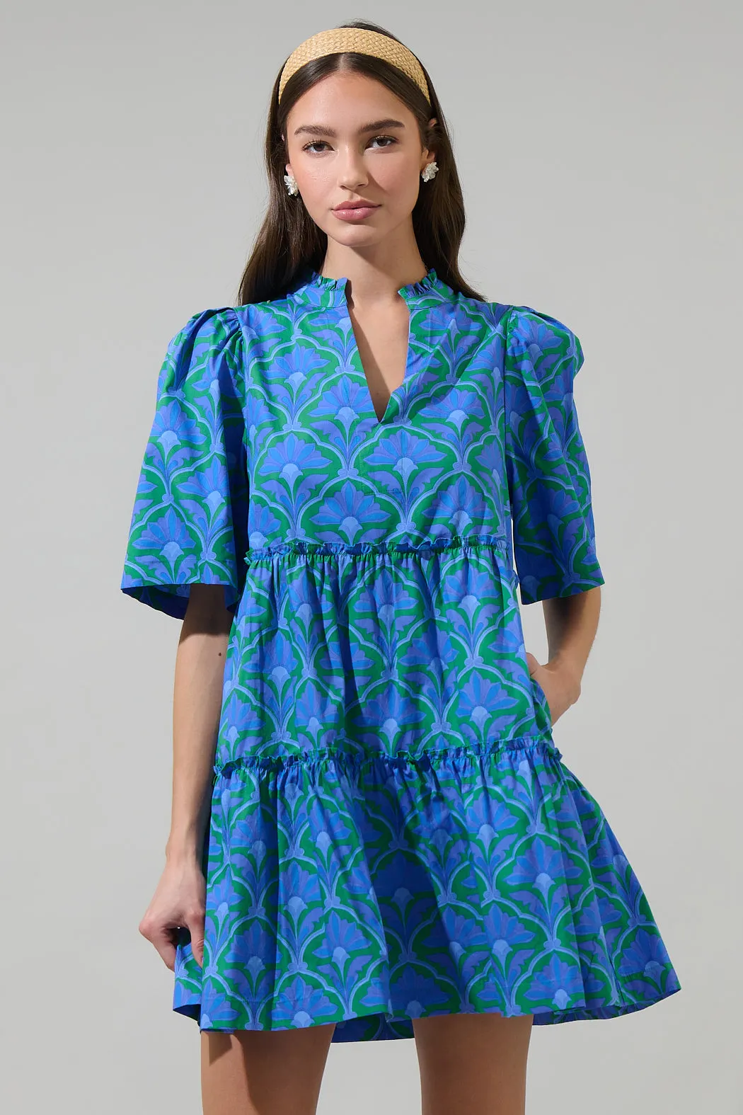 Sera Floral Dixie Split Neck Shift Dress sold by Sugarlips product image thumbnail 2