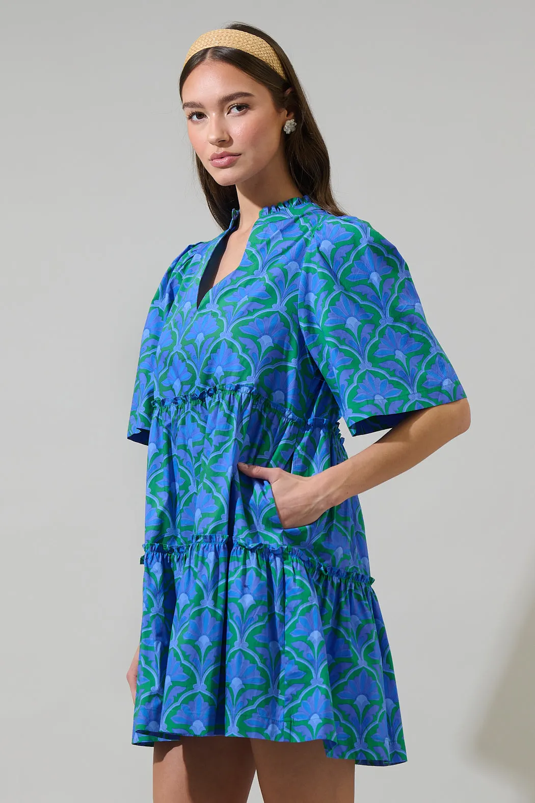Sera Floral Dixie Split Neck Shift Dress sold by Sugarlips product image thumbnail 4