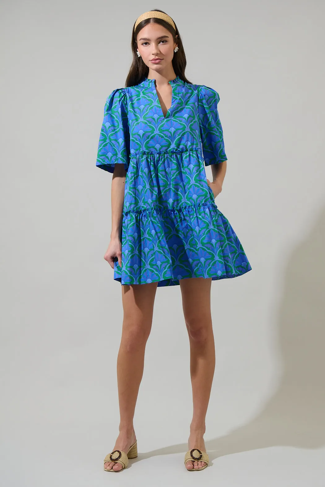 Sera Floral Dixie Split Neck Shift Dress sold by Sugarlips product image thumbnail 5
