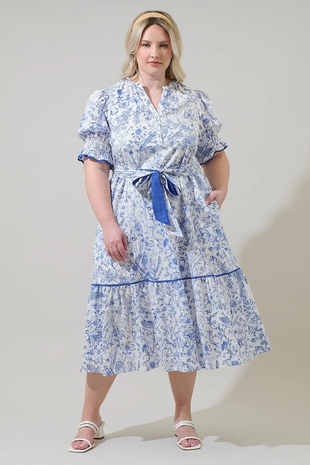 Eve Floral Nori Midi Dress Curve sold by Sugarlips