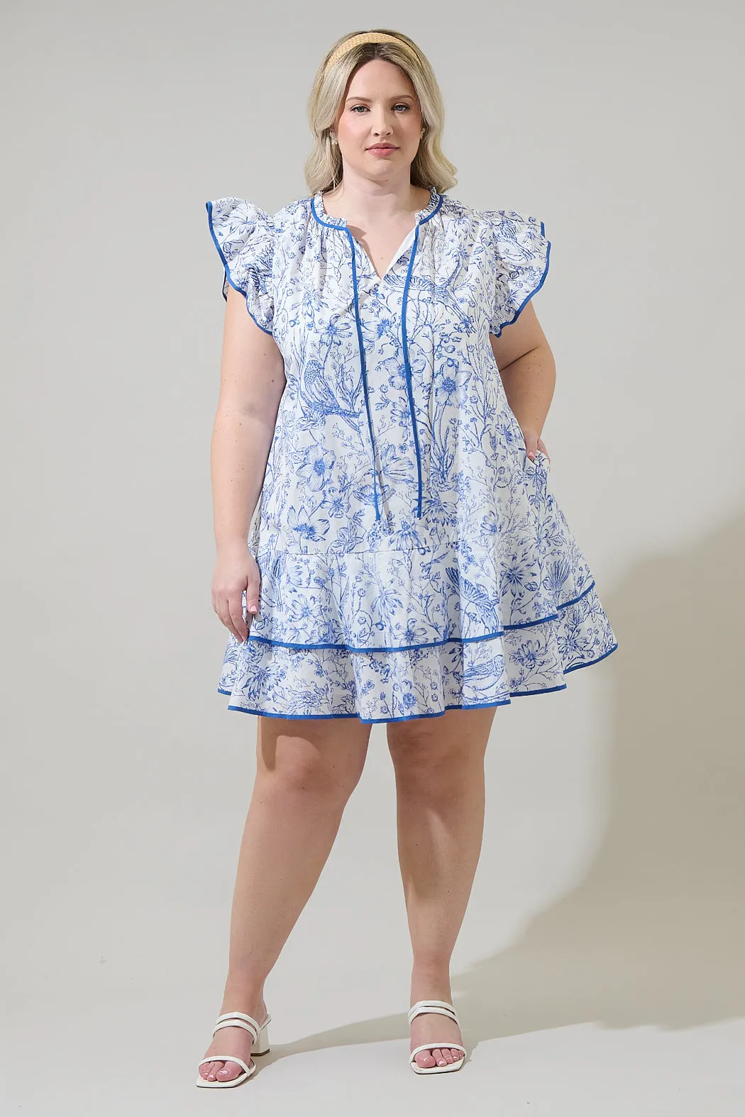 Eve Floral Taris Ruffe Mini Dress Curve sold by Sugarlips product image thumbnail 4