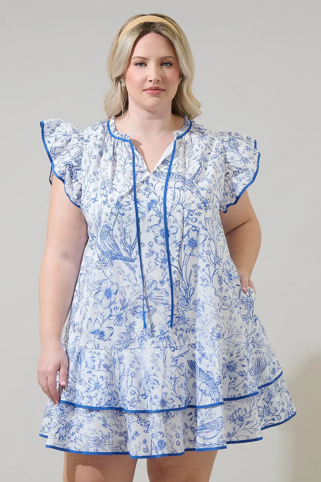 Eve Floral Taris Ruffe Mini Dress Curve sold by Sugarlips
