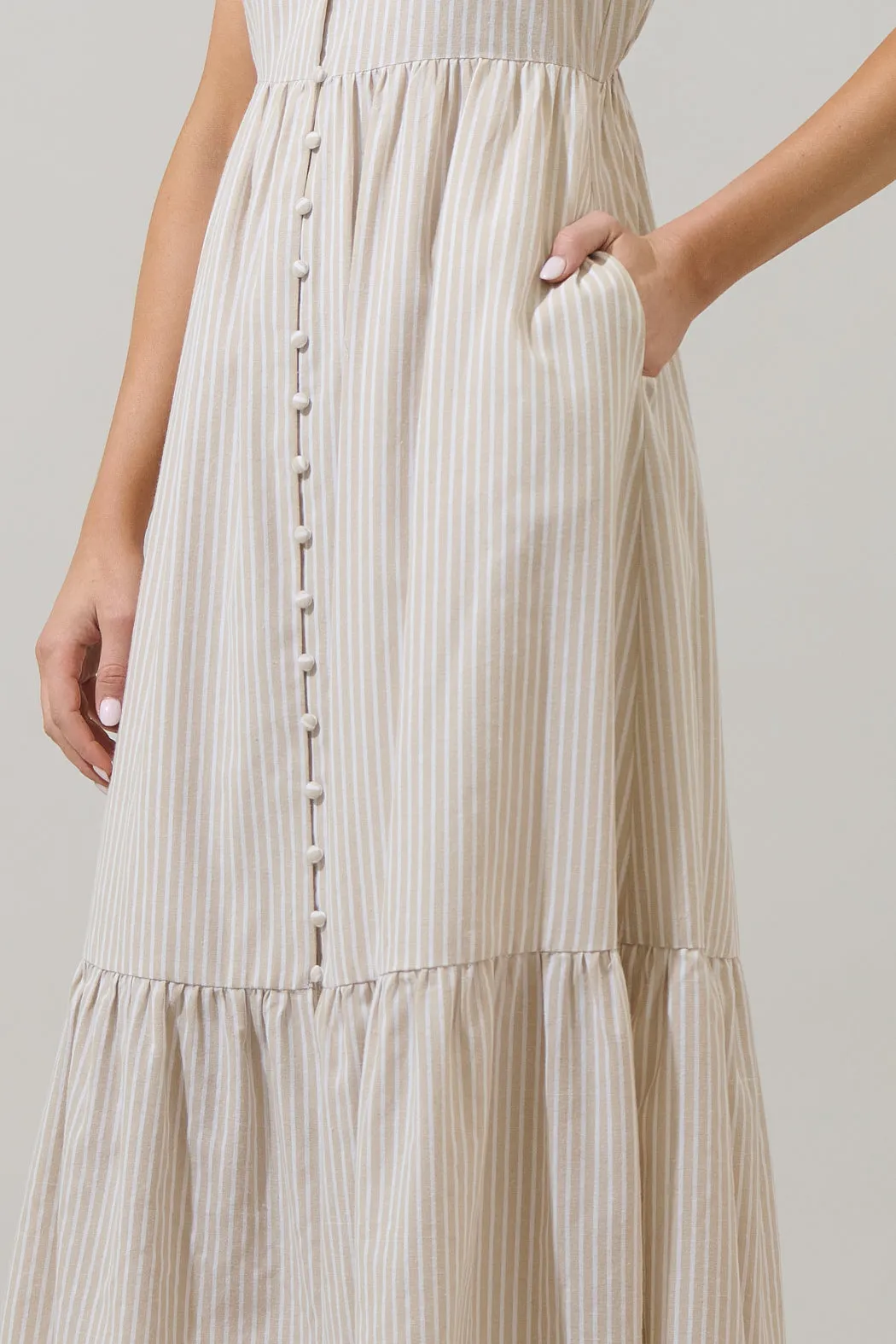 Sandy Striped Evianna Flutter Maxi Dress sold by Sugarlips product image thumbnail 4