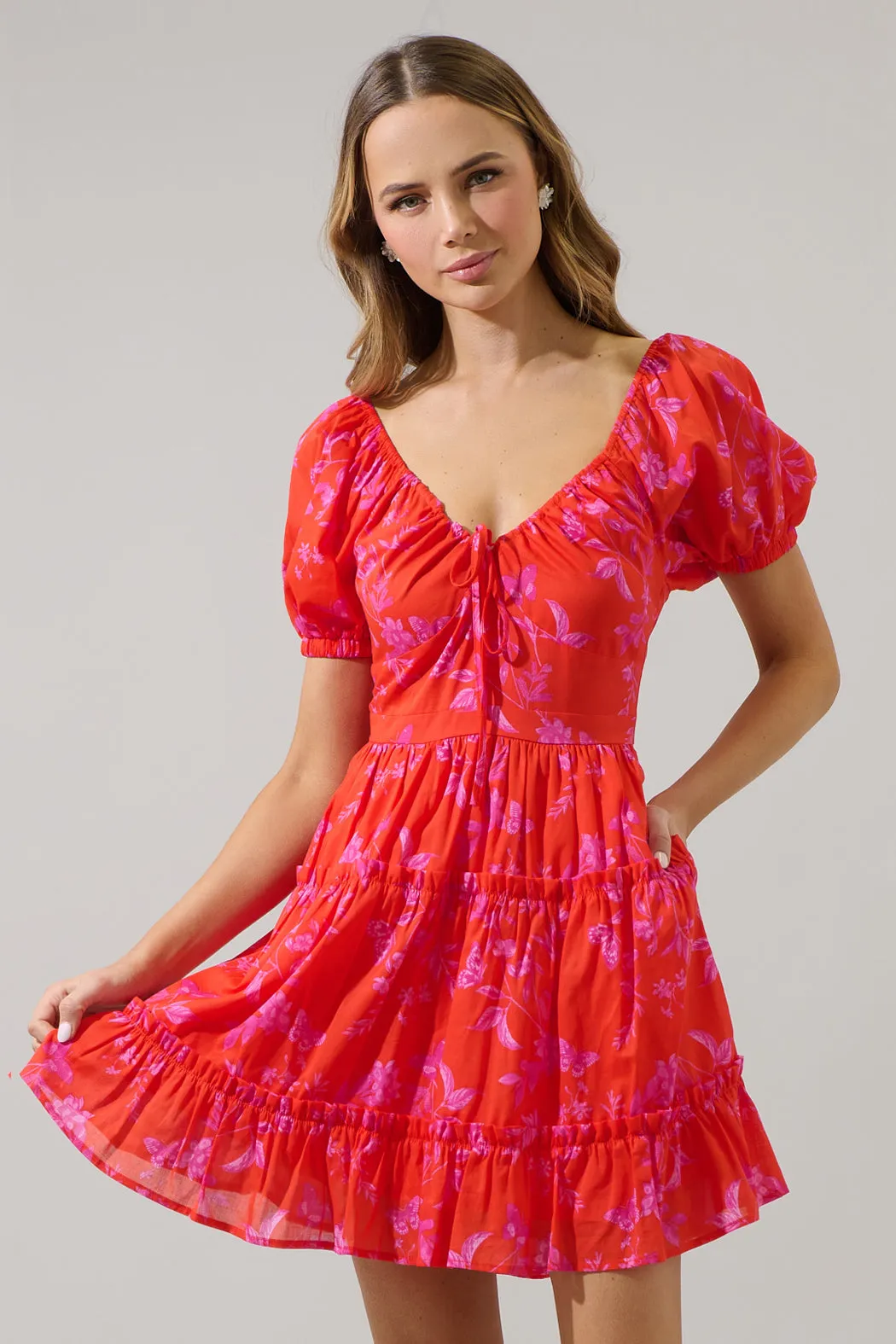 Fia Floral Muna Tiered Mini Dress sold by Sugarlips