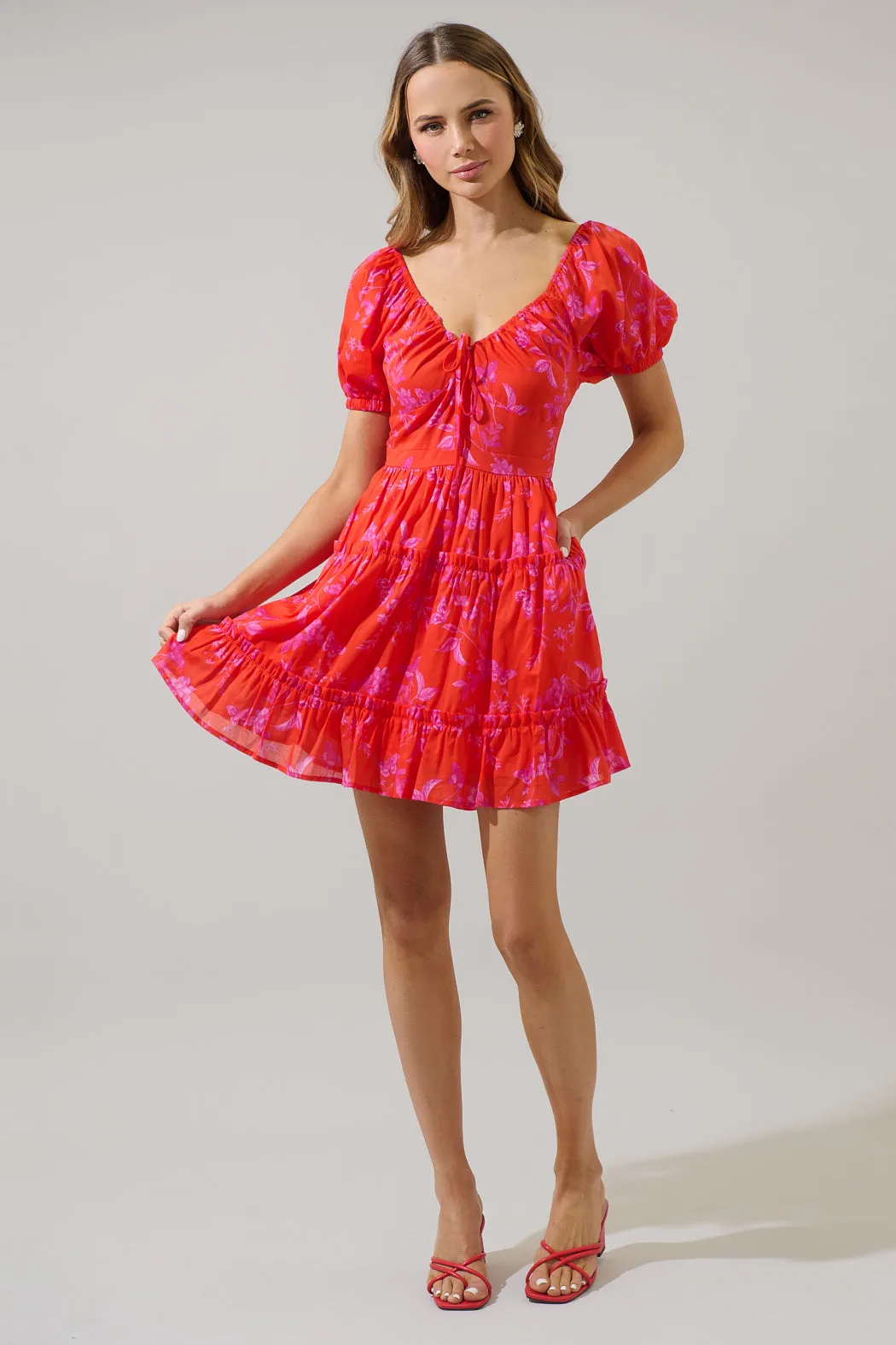 Fia Floral Muna Tiered Mini Dress sold by Sugarlips product image thumbnail 4