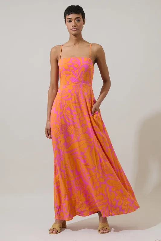 Kaci Floral Vin Smocked Maxi Dress sold by Sugarlips