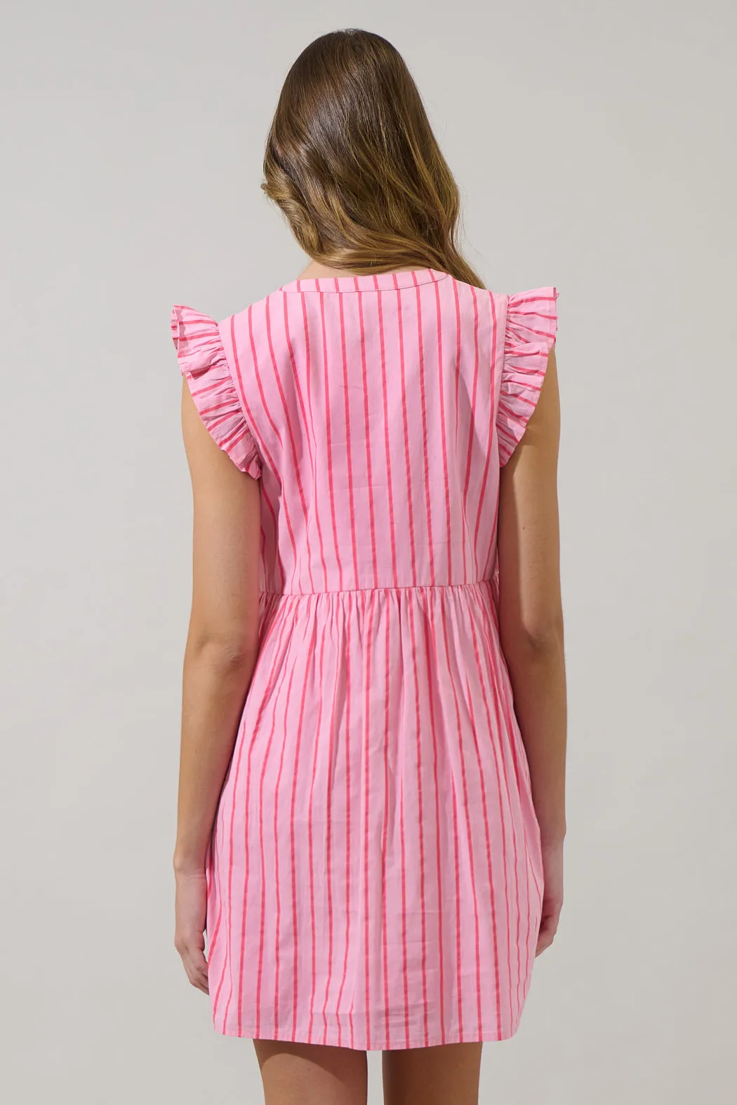 Emani Stripe Kass Ruffle Mini Dress sold by Sugarlips product image thumbnail 2