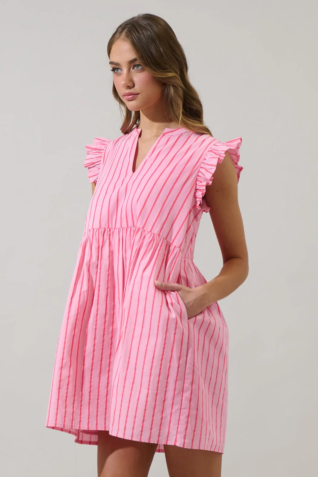 Emani Stripe Kass Ruffle Mini Dress sold by Sugarlips product image thumbnail 3