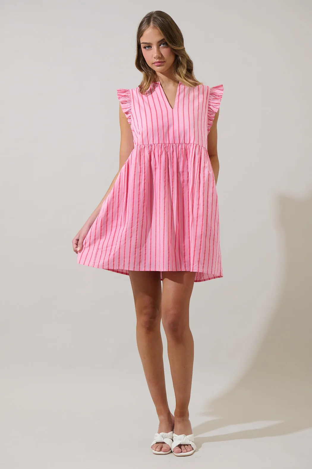 Emani Stripe Kass Ruffle Mini Dress sold by Sugarlips product image thumbnail 4