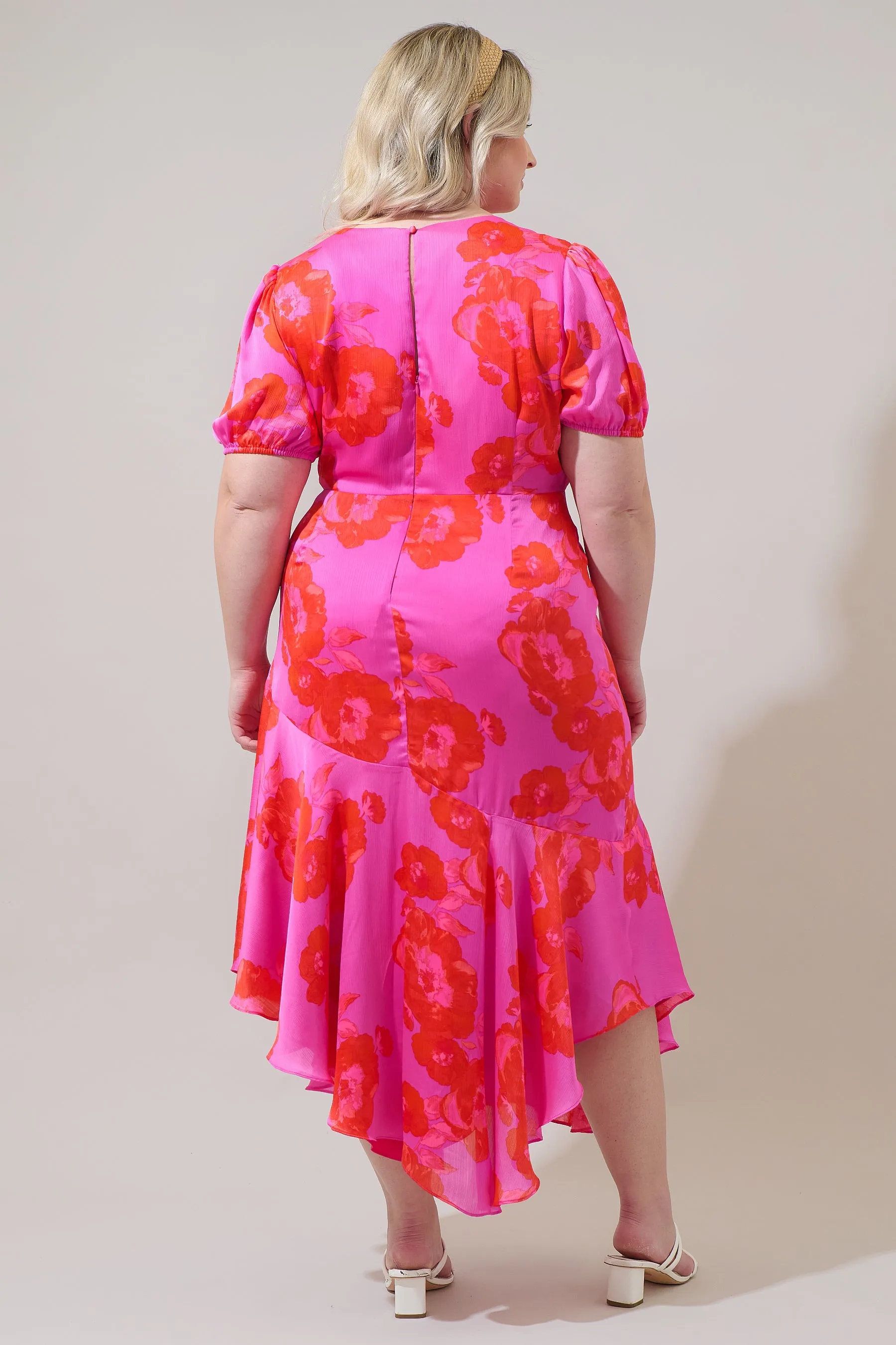 Lailah Floral Balboa Asymmetrical Midi Dress Curve sold by Sugarlips product image thumbnail 2