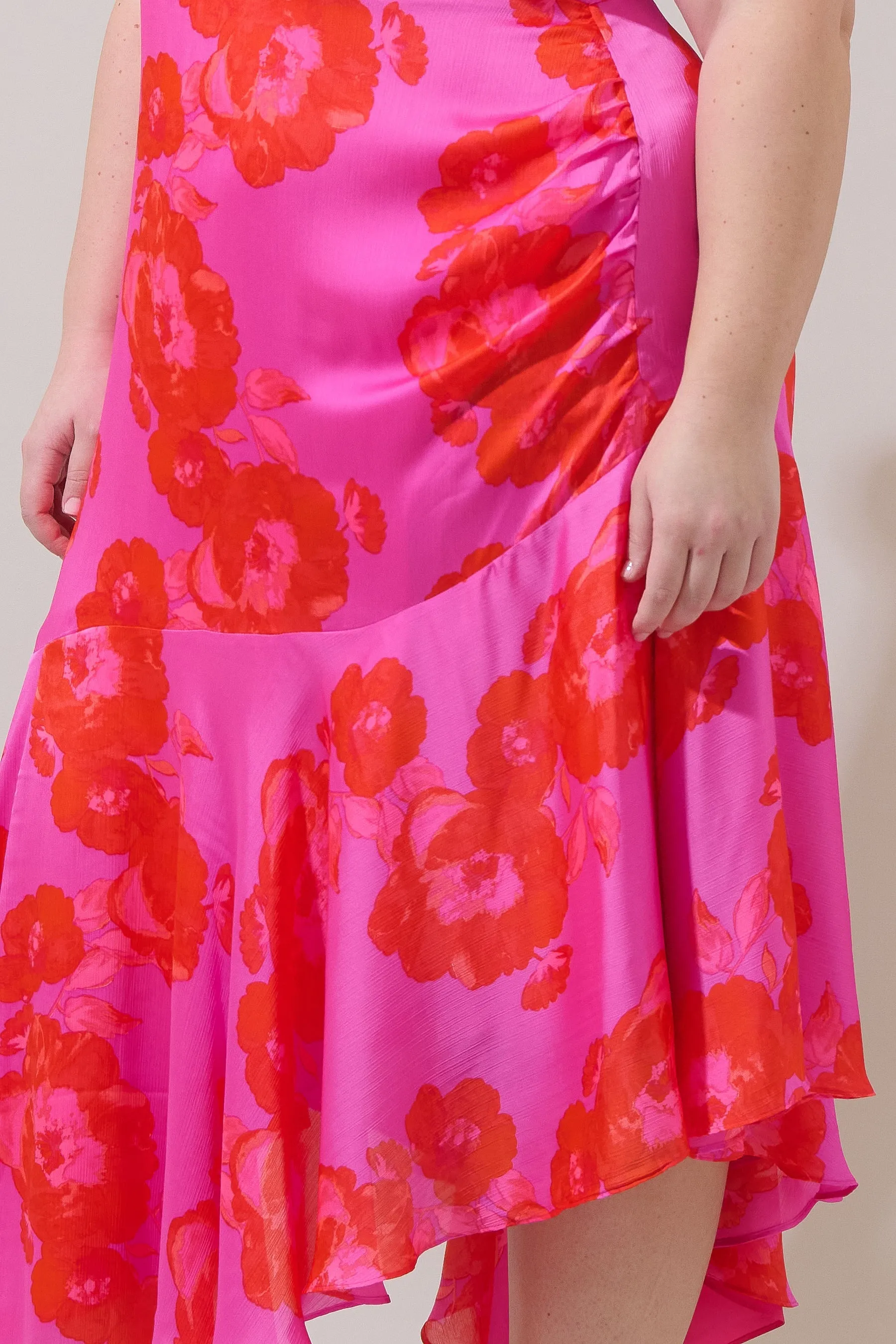 Lailah Floral Balboa Asymmetrical Midi Dress Curve sold by Sugarlips product image thumbnail 4