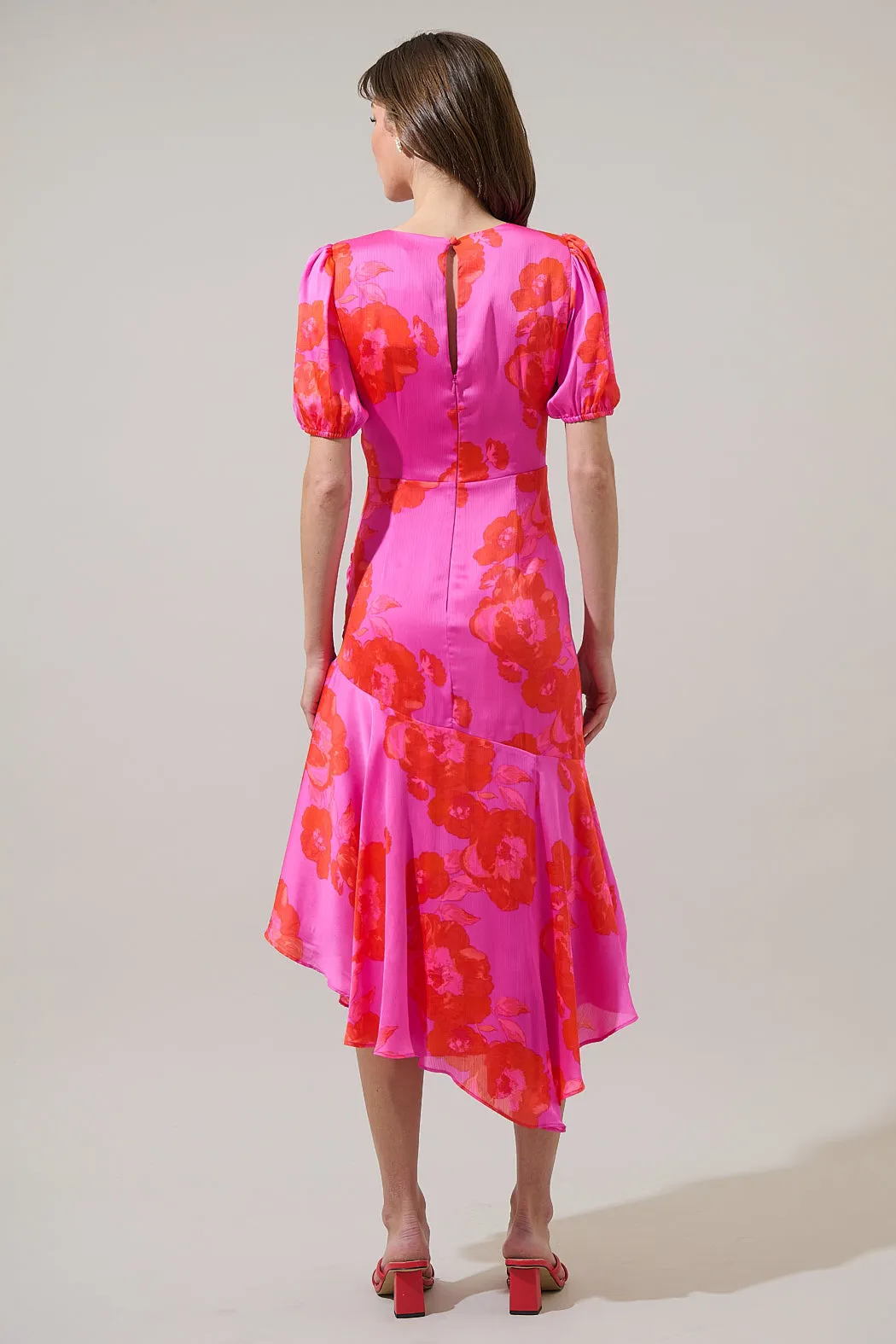 Lailah Floral Balboa Asymmetrical Midi Dress sold by Sugarlips product image thumbnail 2