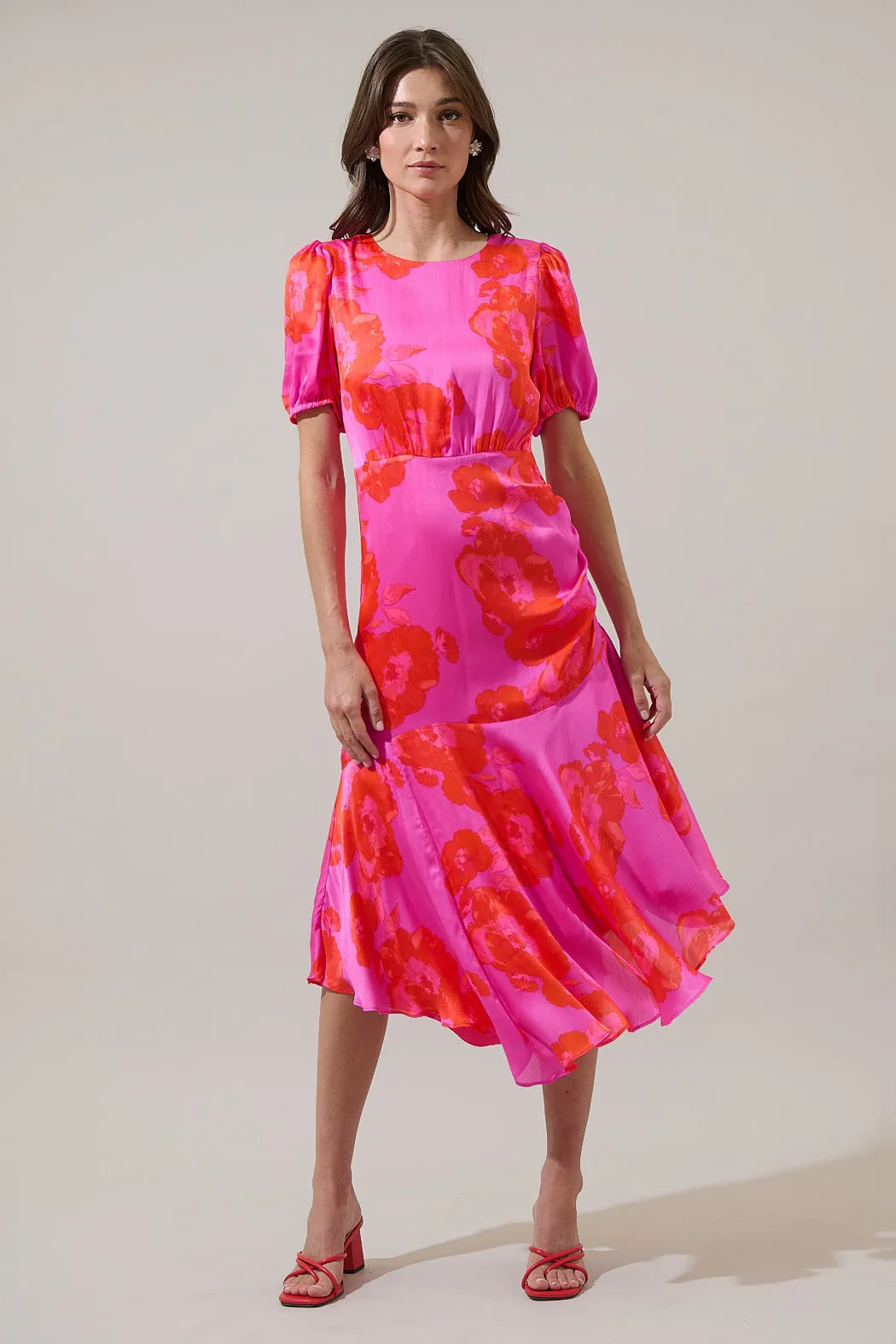 Lailah Floral Balboa Asymmetrical Midi Dress sold by Sugarlips product image thumbnail 4
