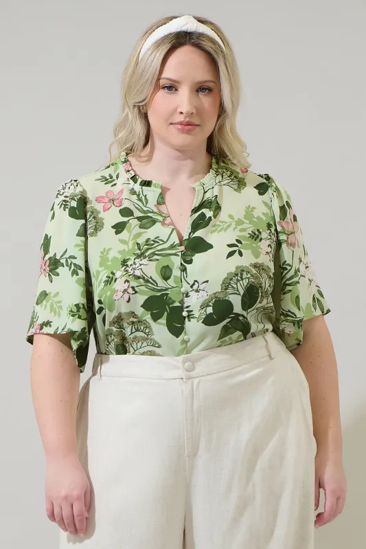 Zane Floral Bryn Button Blouse Curve sold by Sugarlips