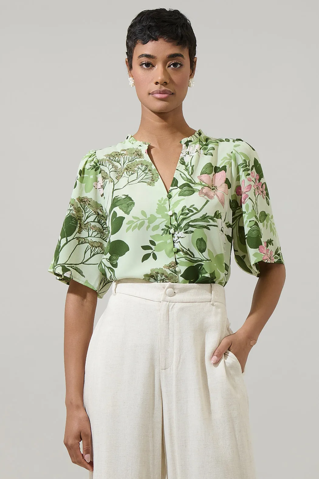 Zane Floral Bryn Button Blouse sold by Sugarlips