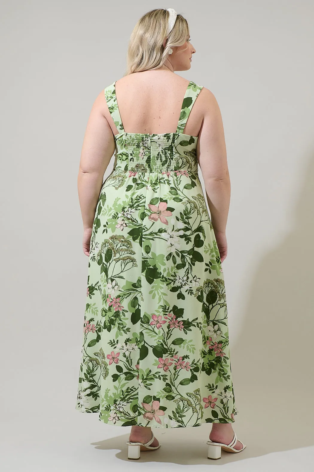 Zane Floral Bary Smocked Maxi Dress Curve sold by Sugarlips product image thumbnail 2