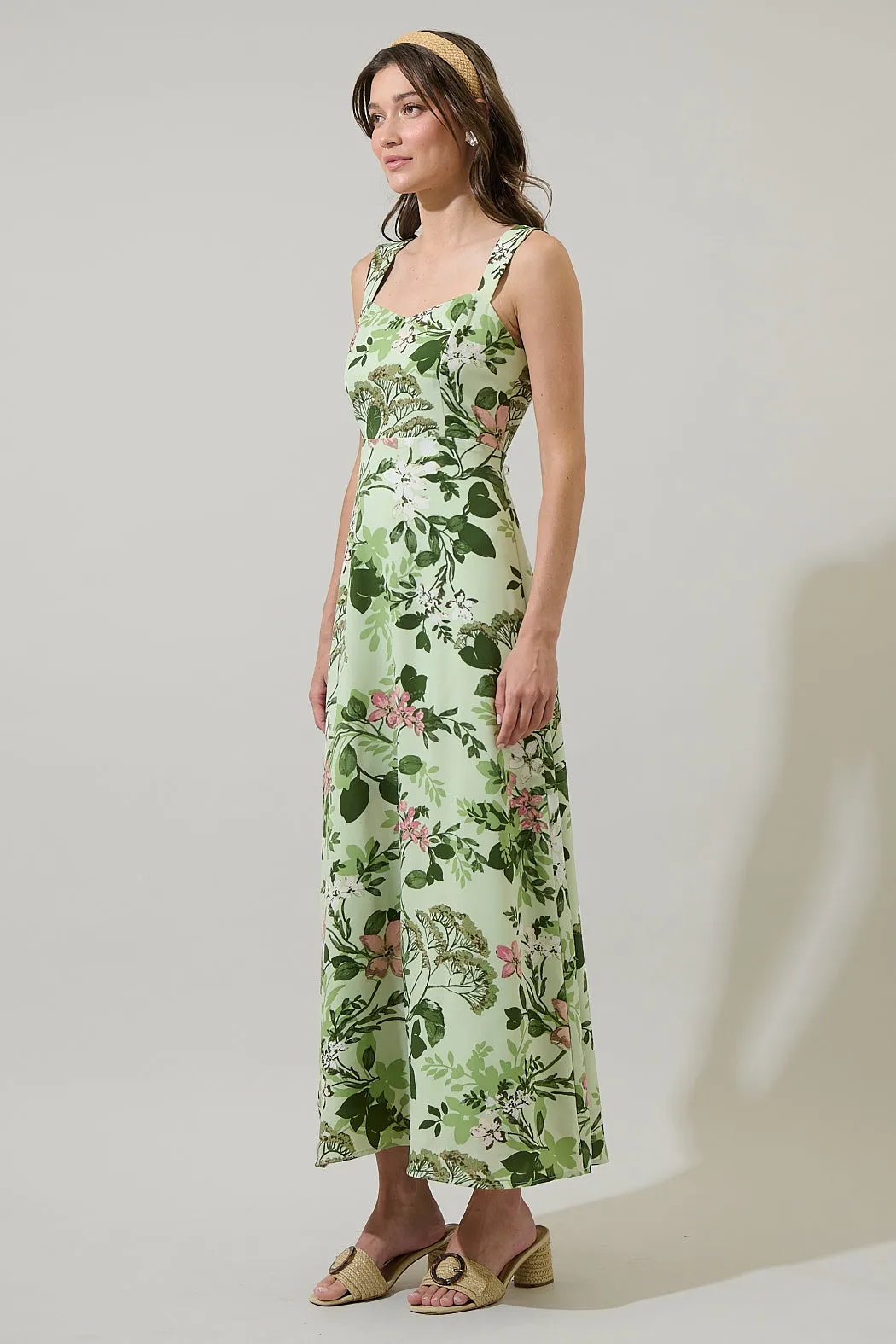 Zane Floral Bary Smocked Maxi Dress sold by Sugarlips product image thumbnail 3