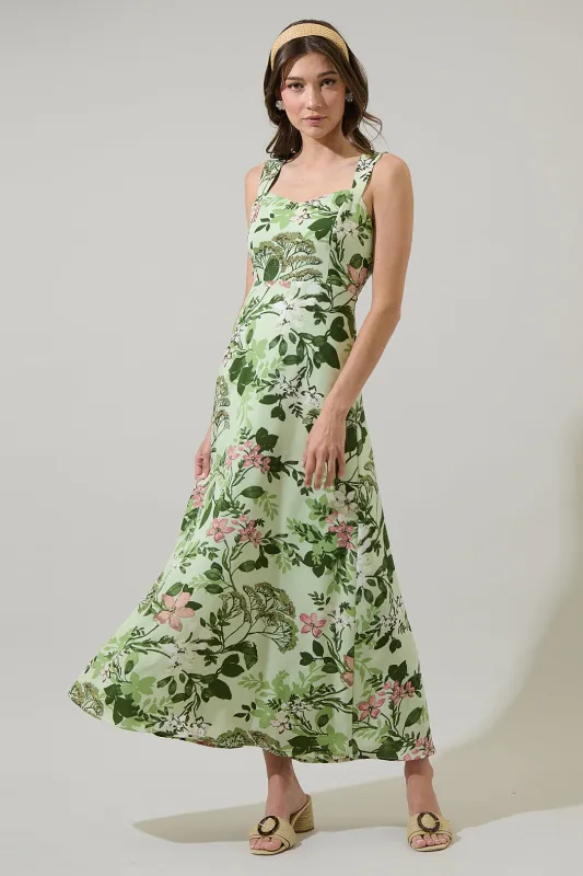 Zane Floral Bary Smocked Maxi Dress sold by Sugarlips