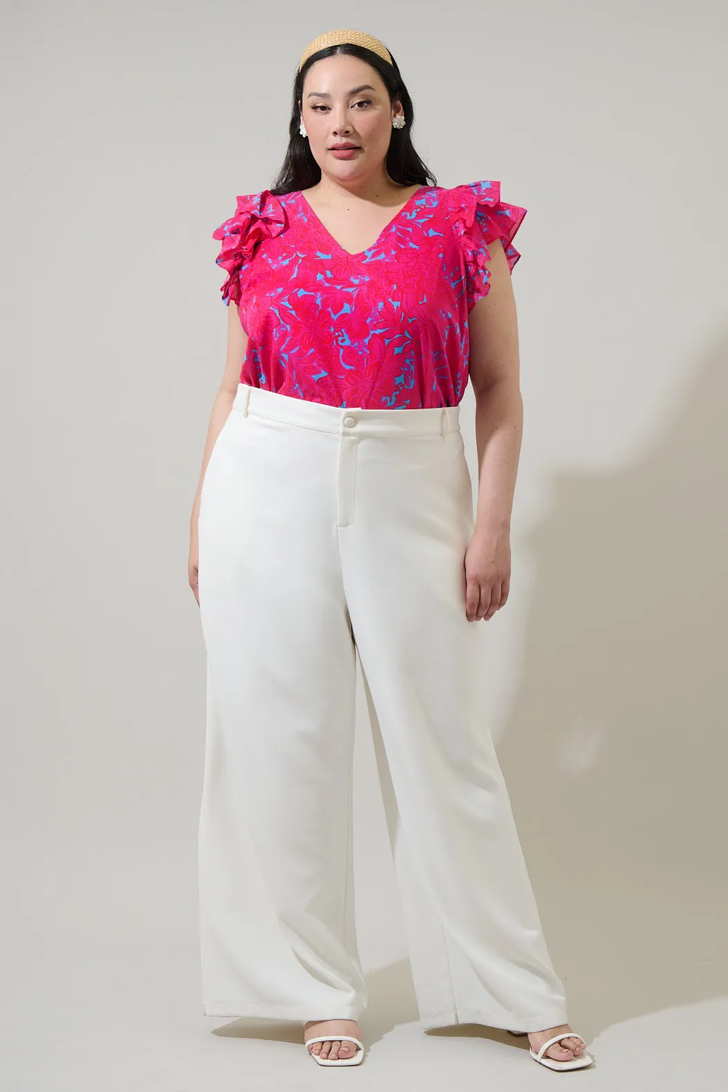 Delina Floral Tiffy Ruffle Top Curve sold by Sugarlips product image thumbnail 4
