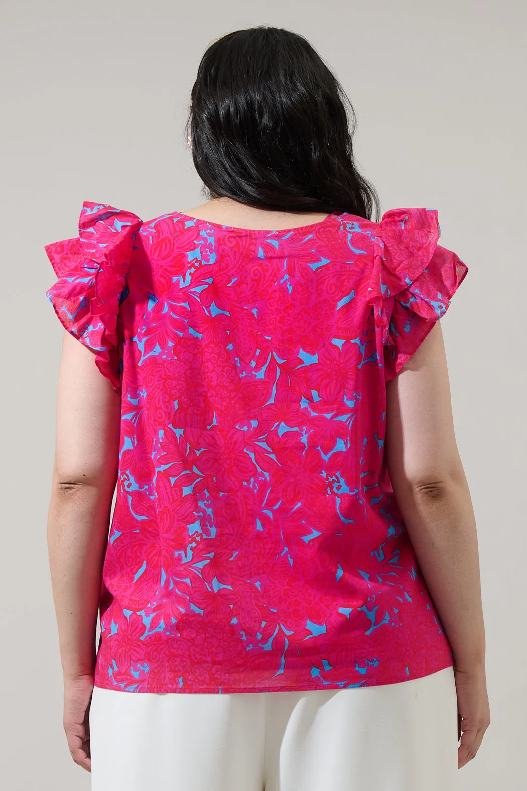 Delina Floral Tiffy Ruffle Top Curve sold by Sugarlips product image thumbnail 2