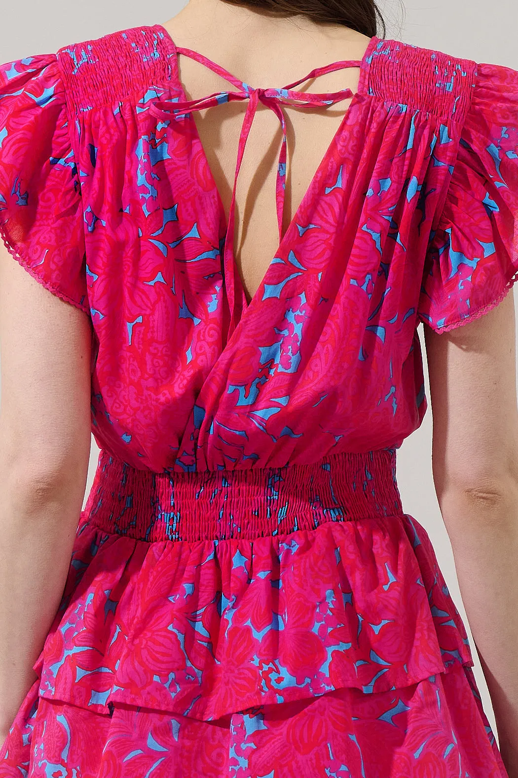 Delina Floral Gerry Ruffle Mini Dress sold by Sugarlips product image thumbnail 5