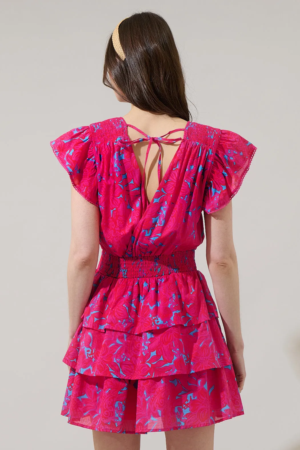 Delina Floral Gerry Ruffle Mini Dress sold by Sugarlips product image thumbnail 2
