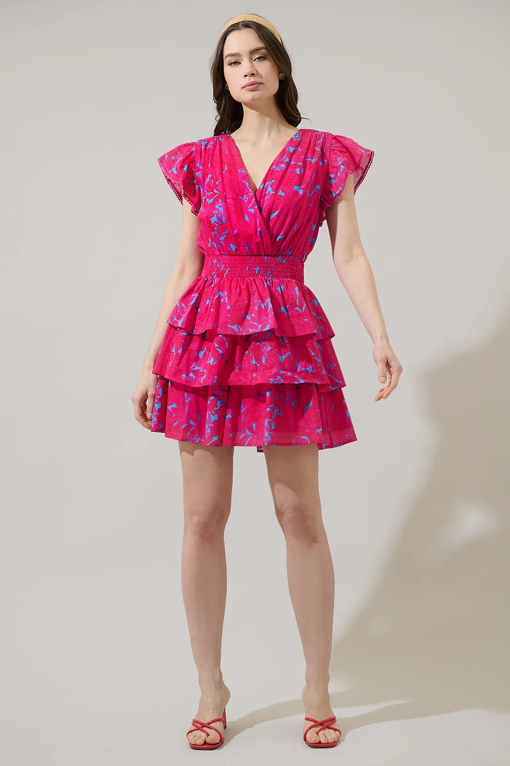 Delina Floral Gerry Ruffle Mini Dress sold by Sugarlips product image thumbnail 4
