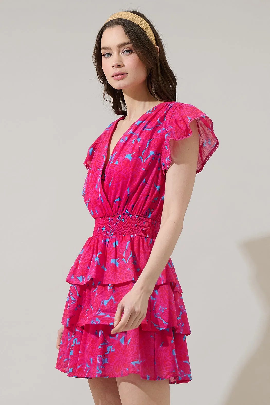 Delina Floral Gerry Ruffle Mini Dress sold by Sugarlips product image thumbnail 3