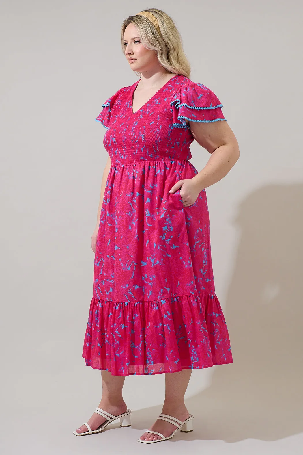 Delina Floral Patte Tiered Midi Dress Curve sold by Sugarlips product image thumbnail 3